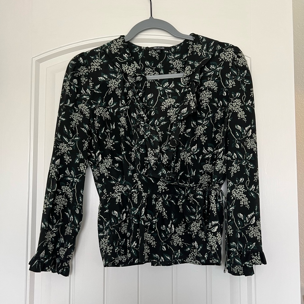 Madewell Floral Black Top